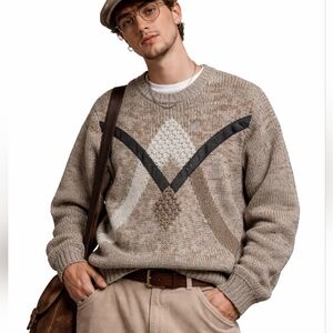 Grandpa Vintage Ecletic indie western long sleeve mens M sweater Preppy Cosby